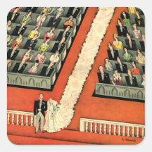 Vintage Wedding Ceremony, Bride Groom Newlyweds Square Stickers