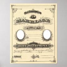 Vintage Wedding Certificate Poster