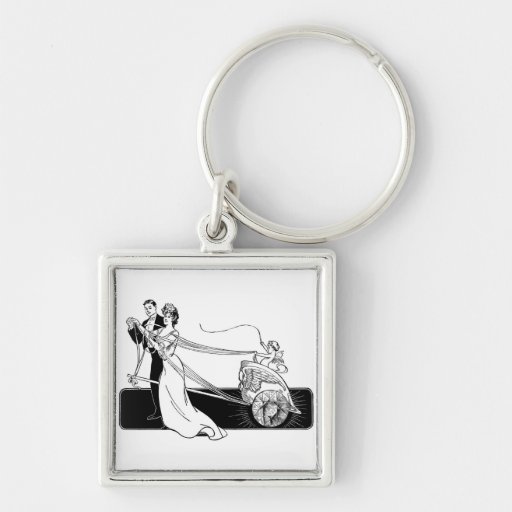 Vintage Wedding Couple Keychain