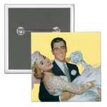 Vintage Wedding, Groom Carrying Bride, Newlyweds Pinback Buttons