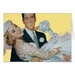 Vintage Wedding, Groom Carrying Bride, Newlyweds Greeting Card