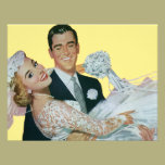 Vintage Wedding, Groom Carrying Bride, Newlyweds invitations