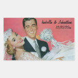 Vintage Wedding, Groom Carrying Bride, Newlyweds Rectangular Sticker