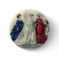 Vintage Wedding Party; Bride with Bridesmaids Buttons