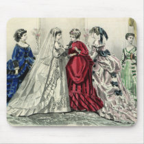Vintage Wedding Party; Bride with Bridesmaids Mouse Pad
