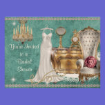 VINTAGE  WEDDING SHOWER TEAL  INVITATION invitations