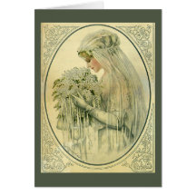 Vintage Wedding, Victorian Bride Bridal Portrait Greeting Card