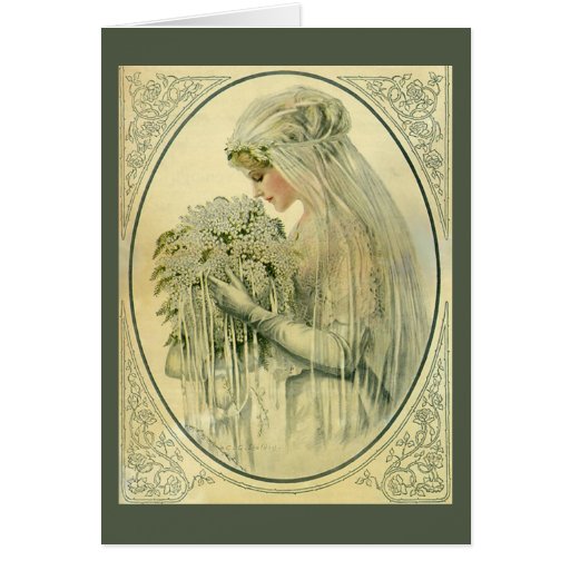 Vintage Wedding, Victorian Bride Bridal Portrait Greeting Card