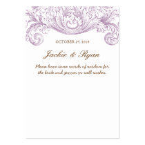 Vintage Wedding Words of Wisdom Guest Card Purple Business Card Template