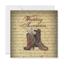 Vintage Western Cowboy Boots wedding Invitation