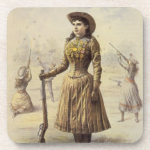 Vintage Western Cowgirl Miss Annie Oakley Coaster