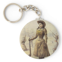 Vintage Western Cowgirl Miss Annie Oakley Keychain