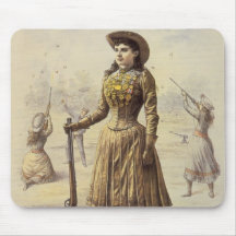 Vintage Western Cowgirl Miss Annie Oakley Mouse Pad
