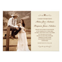 Vintage Western Photo Wedding Invitations