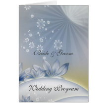 Vintage White Blue Wedding Program Cards