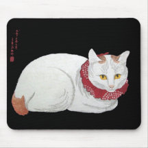 Vintage White Cat Mousepad