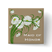 Vintage White Gerber Daisy Flowers Wedding Set Buttons