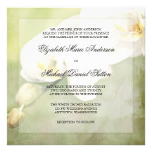 Vintage White Orchid Wedding Invitations