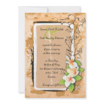 Vintage white plumeria ivy orange invitation