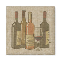 Vintage Wine Bottles Kitchen Magnet