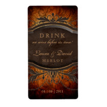 Vintage Wine Label Leaf Swirls Antique