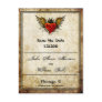 Vintage Winged Heart Save the date Postcards
