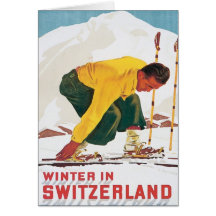 Vintage Winter In Switzerland Cards