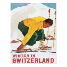 Vintage Winter In Switzerland Post Cards