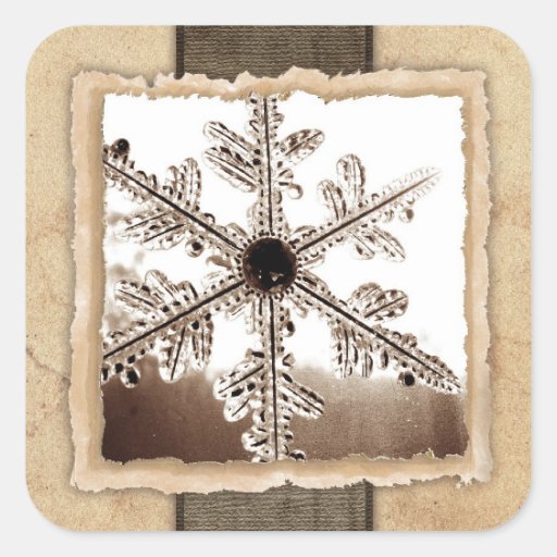 Vintage Winter Snowflake Wedding Envelope Seals Square Sticker