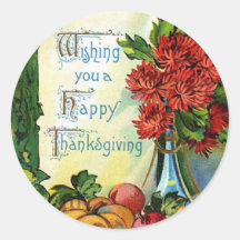 Vintage Wishing You a Happy Thanksgiving Stickers