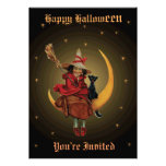 Vintage Witch & Black Cat Sitting on the moon Announcement