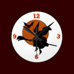 Vintage Witch on Broom Halloween wall clocks