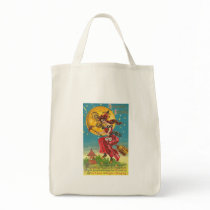 Vintage Witch Organic Grocery Tote Bags
