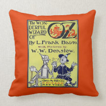 Vintage Wizard of Oz Book Cover Throw Pillow