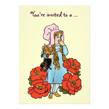 Vintage Wizard of Oz, Dorothy, Girl Birthday Party Announcements