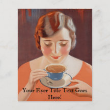 Vintage Woman Drinking Tea Painting Ad Flyer Design