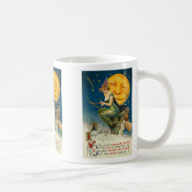 Vintage Woman On Broomstick Mug