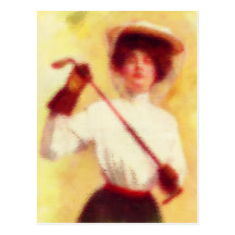 Vintage Women's Golf Fashion Postcard