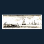 Vintage Woodcut Seascape Poster posters