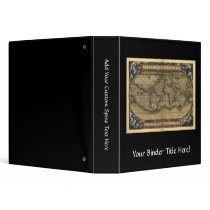 Vintage World Map Atlas Historical Design 3 Ring Binders