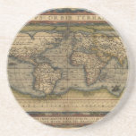 Vintage World Map Atlas Historical Design Beverage Coasters