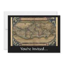 Vintage World Map Atlas Historical Design Custom Announcements