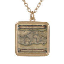 Vintage World Map Atlas Historical Design Custom Jewelry