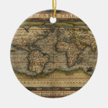 Vintage World Map Atlas Historical Design Christmas Ornament