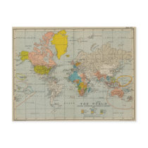 Vintage World Map  V.2 Postcard