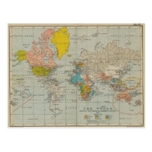 Vintage World Map  V.2 Postcard