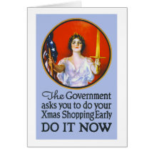 Vintage World War I Christmas Shopping Card