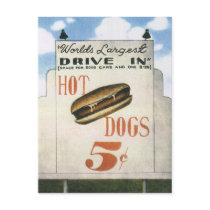 Vintage Worlds Largest Drive In Billboard, Hotdogs Postcards