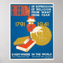 Vintage WPA Poster FREEDOM EVERYWHERE IN THE WORLD