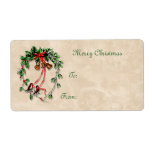 Vintage Wreath Gift Tag Shipping Labels